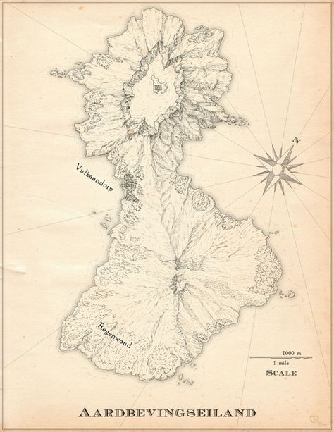 Volcano Island - Fantastic Maps Fantasy Map Drawing, Map Drawing Ideas, Fantasy Map Drawing Ideas, Map Art Illustration, Volcano Island, Map Sketch, Map Drawing, Fantasy Map Making, Traveller Rpg