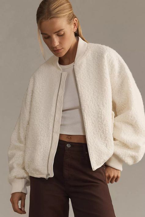 By Anthropologie Sherpa Bomber Jacket | Anthropologie Anthropologie Sherpa, Ethereal Style, Anthropologie Uk, Teddy Fleece, Longline Coat, Sweater Season, Sherpa Pullover, Ruched Sleeve, Amanda Uprichard