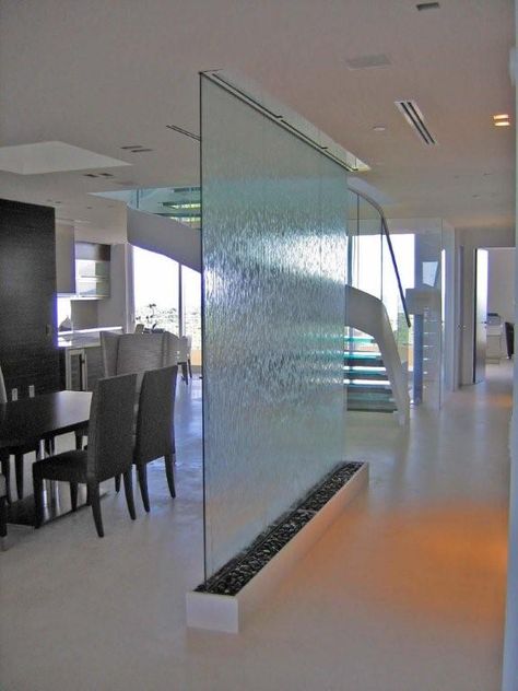 Water wall by Vertical River Designs Indoor Waterfall Wall, Fountain Indoor, Indoor Water Features, Water Feature Wall, Indoor Waterfall, Waterfall Wall, Living Room Partition, Living Room Partition Design, Room Partition Designs