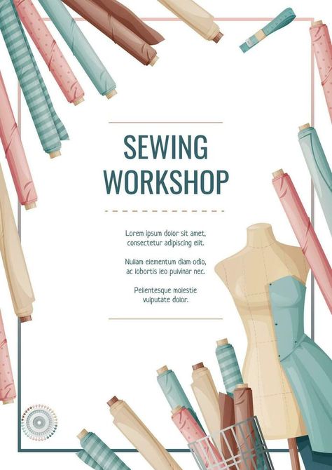 Sewing Poster Design, Sewing Poster, Sewing Mannequin, Sewing Aesthetic, Fabric Rolls, Sewing Shop, Sewing Workshop, Poster Banner, Wedding People