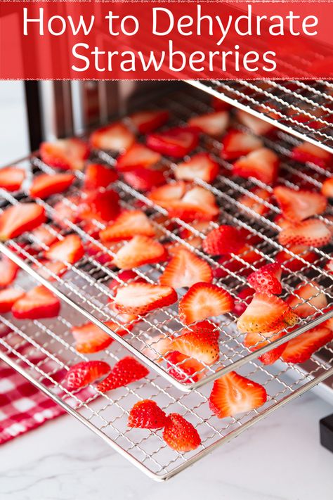 Often called "strawberry chips", these dried strawberries are both healthy and delicious! Making dehydrated strawberries in a food dehydrator is a great way to preserve fruit and also makes for a perfect snack! #dehydratedstrawberries #driedsterawbwrries #dryfruits | recipesworthrepeating.com