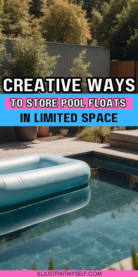 Innovative under-deck storage solution for pool floats in a small outdoor area Pool Float Storage Ideas, Pool Storage Ideas, Float Storage, Pool Organization, Pool Float Storage, Small Backyards, Pool Storage, Backyard Spaces, Pool Floats