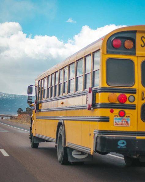 A yellow bus in the highway Yellow Bus Aesthetic, Yellow School Bus Aesthetic, School Bus Photography, School Bus Aesthetic, Fundraiser Gala, School Bus For Sale, Bus Aesthetic, Bluebird Buses, Bus Photography