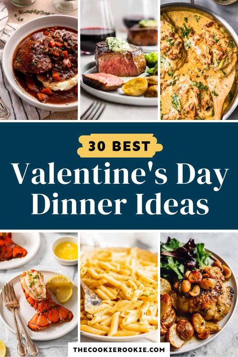 Skip the busy restaurants and make a romantic dinner at home with any of these Valentine's Day dinner ideas and recipes. Valentines Dinner Recipes, Valentines Dinner Party, Anniversary Dinner Ideas, Honey Mustard Pork Chops, Valentines Food Dinner, Yogurt Marinated Chicken, Valentines Day Romantic, Baked Spaghetti Casserole, Valentines Dinner