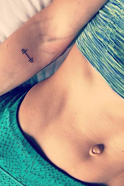 Looking for some new ink but trying to keep it subtle? These tiny tattoos showcase your affinity for fitness in the sweetest of ways. Whether ballet stole your Crossfit Tattoo, Botanical Tattoo Design, Popular Tattoo Designs, Thumb Tattoos, Simple Arm Tattoos, Unusual Tattoo, Botanical Tattoo, Small Hand Tattoos, Most Popular Tattoos