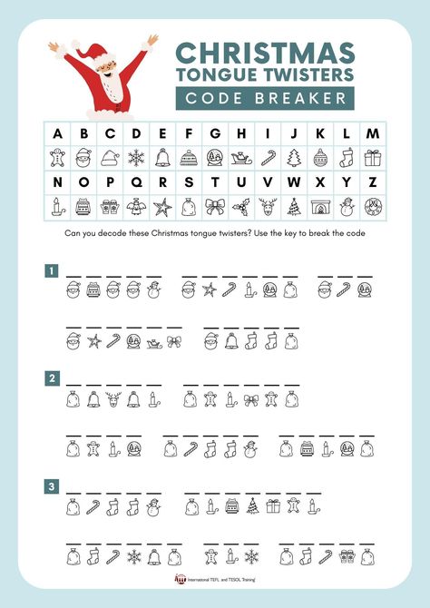 Grammar corner Christmas Tongue Twisters Code Breaker Letter Writing For Kids, School Age Activities, Code Breaker, Christmas Lesson, English Christmas, English Activities For Kids, Christmas Teaching, Fun Christmas Activities, Teaching English Online