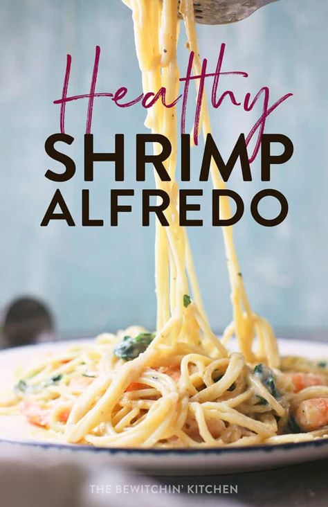 Low Cal Shrimp Pasta, Healthy Shrimp Alfredo, Aesthetic Lunches, Shrimp Alfredo Sauce, Healthy Alfredo Sauce Recipe, Dieting Food, Protein Shake Diet, Tuscan Shrimp, Shrimp Alfredo Recipe