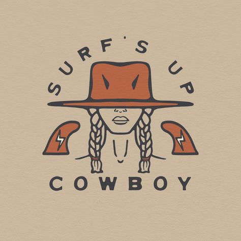 Surf's Up Cowboy | Art of Anomie Western Graphics Design, Simple Cowgirl Drawing, Coastal Cowgirl Quote, Cosmic Cowgirl Tattoo, Coastal Cowgirl Illustration, Coastal Cowgirl Graphic, Surfs Up Cowgirl, Coastal Cowgirl Painting, Coastal Cowgirl Branding