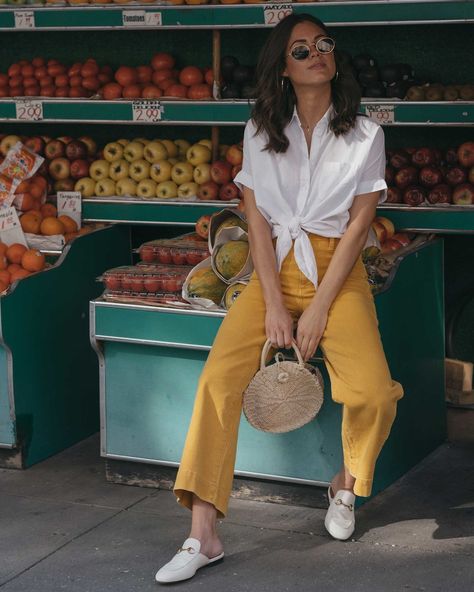 A Sweet Summer — Sarah Styles Seattle Yellow Pants Outfit, Mustard Pants, Simple Spring Outfits, Handbag Trends, Wide Leg Crop Pants, Yellow Pants, Fashion Jackson, Summer Work Outfits, Spring Look