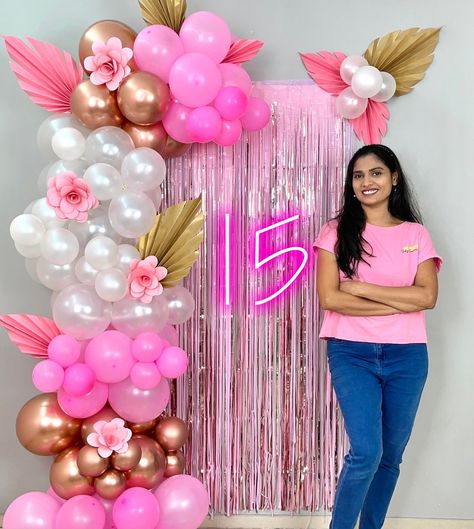 MASS Art and Craft - Sweet 15th Birthday Backdrop for Girls Decoraciones De Quinceanera Ideas, Simple Backdrop Decorations, Simple Birthday Backdrop, 15th Birthday Ideas, Birthday Backdrop Ideas, 15th Birthday Decorations, 15th Birthday Party Ideas, Sweet 15 Party Ideas Quinceanera, Sweet 15 Party Ideas