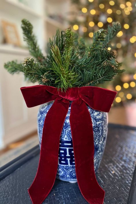 Grandmillennial Blue and White Christmas Decorations – Preppy Goods Grandmillennial Christmas Decor, Blue Green Red Christmas Decor, Dusty Blue And Red Christmas, Blue Sofa Christmas Decor, Christmas Decor Blue And Red, Blue And White Christmas Kitchen, Christmas Tree In Blue And White Pot, Blue And White Christmas Table Decor, Light Blue And Red Christmas Decor