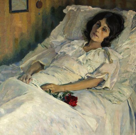 The Sick Girl | Mikhail Vasilevich Nesterov | Oil Painting #russianpaintings Mikhail Nesterov, Russian Impressionism, Russian Painting, Ukrainian Art, Painting Of Girl, Classic Paintings, Big Art, Art Masters, Russian Art