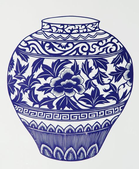 . Ming Vase Pattern, China Vase Painting, Chinese Vase Painting, Chinese Ceramics Pattern, Vase Painting Ideas, Vase Inspiration, Blue Pottery Designs, معرض فني, Chinese Vases