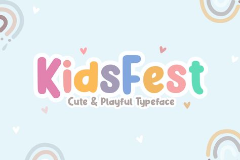 Kidsfest is an adorable and playful display font. It will add an incredibly joyful touch to your crafting designs, school projects and anything else that may need a happy touch! You can free download Kidsfest font for personal use or buy the full version with a commercial license here. Kidsfest Display Font License: Personal Use […] The post Kidsfest Font appeared first on FreeFontDL. Playful Fonts, Font For Cricut, Free Commercial Fonts, Kid Fonts, Commercial Use Fonts, Great Fonts, Cricut Fonts, Cute Fonts, Bold Fonts