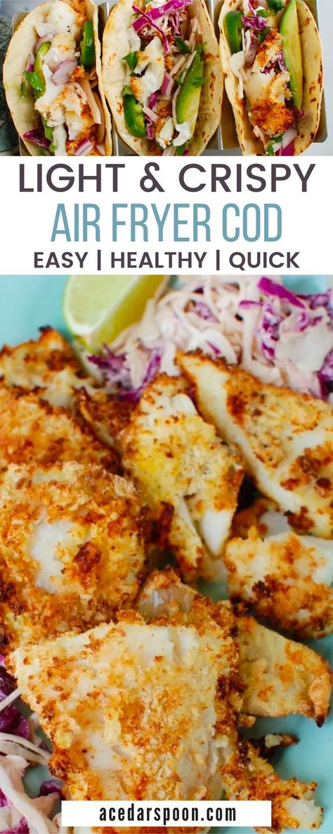 Air Fryer Cod Recipe, Air Fryer Cod, Air Fryer Food, Air Fried Fish, Air Fryer Fish Recipes, Cod Fish Recipes, Air Fryer Fish, Fish Dinner Recipes, Air Fried Food