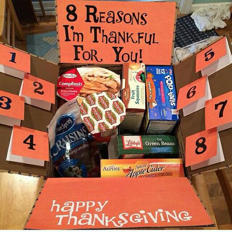 Boyfriend Thanksgiving Gifts, Thanksgiving Boyfriend Gift, Thanksgiving Gift Ideas For Boyfriend, Thankful Basket For Boyfriend, Thanksgiving Care Package Military, Diy Relationship Gifts, Sunshine Basket, Army Care Package, College Gift Boxes