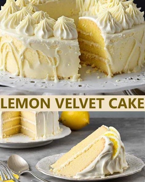 Lemon Velvet Cake, Velvet Desserts, Velvet Cakes, Velvet Cake Recipes, Lemon Desserts, Cake With Cream Cheese, Lemon Recipes, Velvet Cake, Lemon Cake