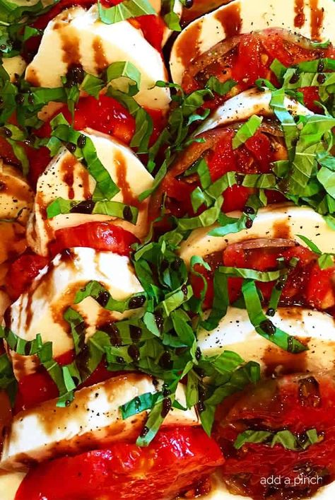 Caprice Salad, Feta Appetizer, Blueberry Salsa, Beef Enchilada Dip, Balsamic Glaze Recipe, Balsamic Glaze Recipes, Tomato Mozzarella Salad, Ensalada Caprese, Chicken Salad With Grapes