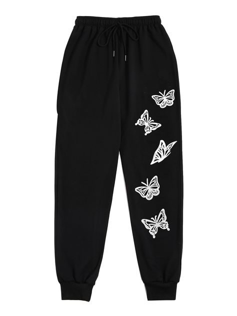 PRICES MAY VARY. 97% Polyester, 3% Elastane Imported Pull On closure Machine Wash 🦋Fabric composition: 97% Polyester, 3% Elastane, fabric has some stretch, comfortable, skin-friendly, comfy, breathable, and soft to wear. 🦋Features: Butterfly print sweatpants with elements of drawstring waist, high waist, colorblock, graphic print, hippie style, casual joggers pants for women. Matching this with hoodies, sweatshirts, crop top, tees, t shirts, jackets, coat, sneakers, casual shoes, gives you a c Sweatpants Graphic, High Waisted Sweatpants, Cute Sweatpants Outfit, Sports Sweatpants, Hippie Pants, Casual Joggers, Easy Trendy Outfits, Printed Drawstring, Sweat Pants