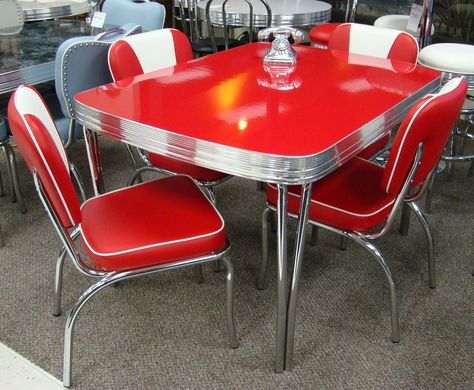 Picture Upcycling, Essen, Chrome Kitchen Table, Retro Table And Chairs, Retro Dining Room, Retro Kitchen Tables, Retro Dining Table, Retro Dining Rooms, Vintage Kitchen Table