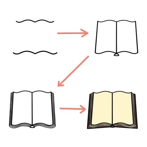 learn how to draw different books with these super easy tutorials for beginners. Learn to draw an open book, a stack of books, standing books, and more! 7 ridiculously simple step by step tutorials. #mashaplans #tutorial #howtodoodle #bookdoodles Book Doodles Easy, Book Drawing Simple, Reading Doodles, Book Drawing Easy, Bujo Reading, Draw A Book, Open Book Drawing, Doodle For Beginners, Doodle Notebook