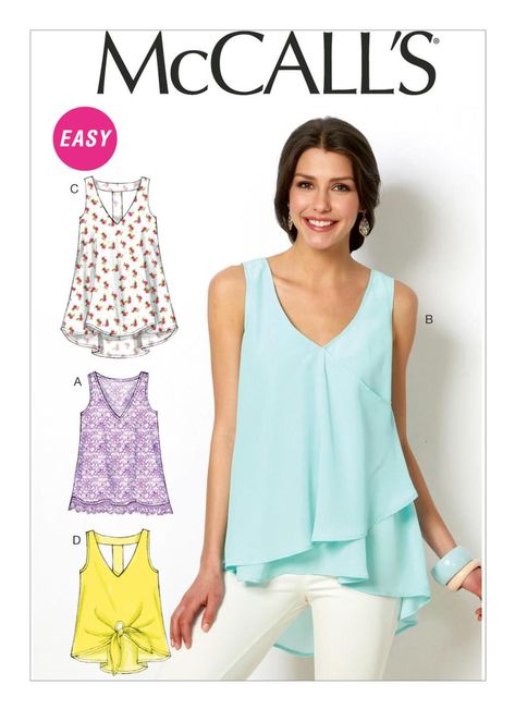 image 0 Tunic Tops Pattern, Top In Pizzo, Fitted Tunic Tops, Tunic Sewing Patterns, Tank Top Pattern, Top Sewing, Fitted Tunic, Tunic Pattern, Mccalls Sewing Patterns