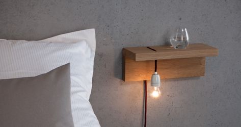 5 Favorites: Bedside Shelves (in Lieu of Tables) | Remodelista Float Shelf, Minimalist Bedside Table, Bedside Shelf, Diy Casa, Floating Shelves Diy, Night Stands, Trendy Bedroom, Lighting Lamps, Design Del Prodotto