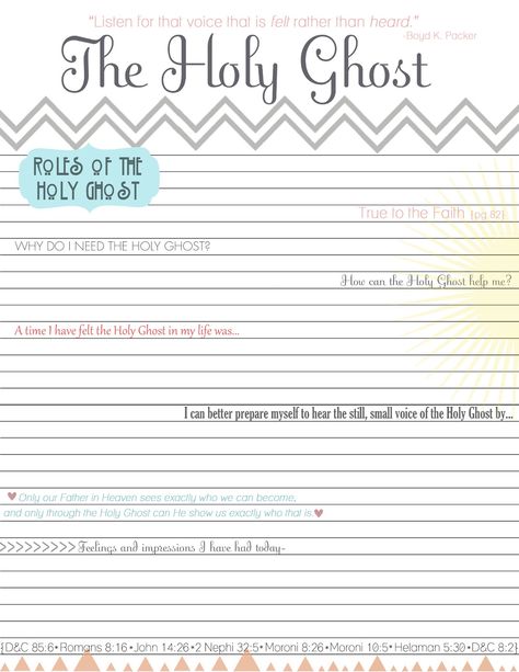 Holy Ghost Lesson Womens Day Ideas, Bible Planning, Ghost Ideas, Yw Handouts, October Lessons, Bible Worksheets, Kids Sunday School Lessons, Yw Lesson, Activity Day Girls