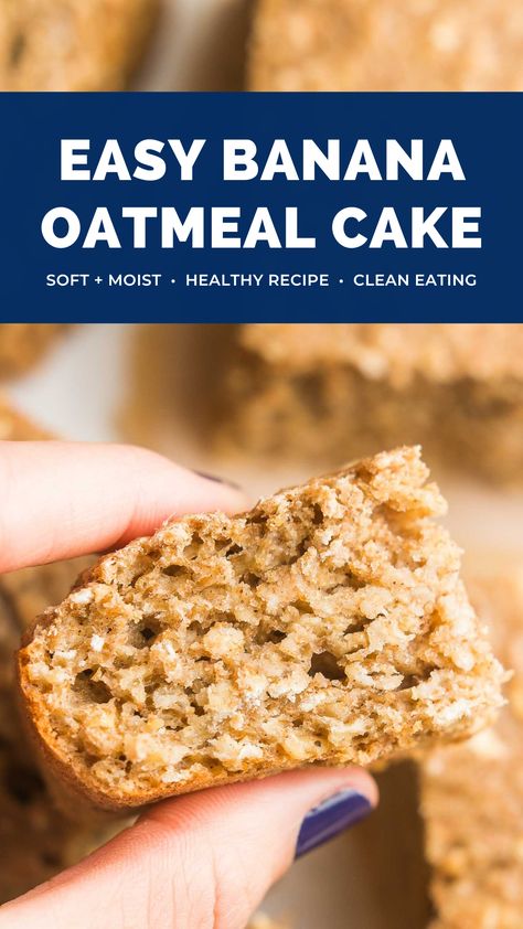 This healthy banana cake is REALLY easy to make! Unlike other recipes, this one is actually MEANT for breakfasts and snacks. It's perfect for meal prepping too! This clean eating recipe is super moist, great for kids & has no refined sugar. A total keeper — I make this banana oat cake all the time!! ♡ easy banana snack cake. healthy oatmeal cake recipe. banana cake recipe moist easy. healthy banana cake recipe clean eating. Banana Oatmeal Cake Healthy, Banana Oatmeal Breakfast Cake, Oat Cake Breakfast, Oat Banana Cake, Banana Oatmeal Cake Recipe, Banana Oats Cake, Banana Cake Healthy Recipe, Healthy Oat Cake, Oat Cakes Recipe Healthy