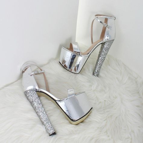 Club Shoes, Ankle Strap High Heels, Silver Mirror, Platform High Heels, Womens Sandals Flat, Photo Colour, Platform Shoes, Platform Heels, Womens Heels