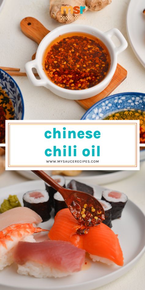 This Chinese Chili Oil recipe is a spicy condiment that brings the heat in the form of an oil infused with aromatics and chiles! Spicy Chili Oil, Chinese Chili Oil, Chile Oil, Dressings Recipes, Chinese Chili, Best Sauce Recipe, Chili Oil Recipe, Sauce For Salmon, Homemade Condiments