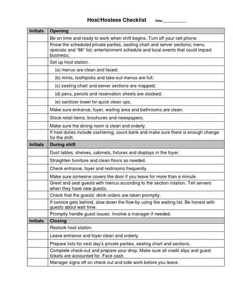 Example of printable pin restaurant server side work checklist on restaurant manager meeting agenda template doc. Restaurant manager meeting agenda template, When running meetings, it's ideal to get a meeting schedule template. This is a guide to have a productive... Restaurant Checklist, Work Checklist, Host Station, Restaurant Hostess, Food Safety And Sanitation, Restaurant Server, Server Book, Restaurant Manager, Template Restaurant