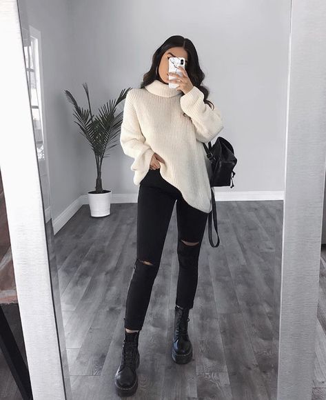 Winter Outfits 2019, Bekväma Outfits, Comfortable Winter Outfits, Rok Outfit, Teenage Outfits, Perfect Fall Outfit, Skirt Shoes, Stil Inspiration, Ținută Casual