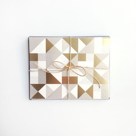 Image of Geometric Pattern Card in Gold, Boxed Set Business Branding Inspiration, Fine Stationery, Geometry Pattern, Box Packaging Design, Triangle Pattern, Card Patterns, Boxed Set, Letterpress Printing, White Card