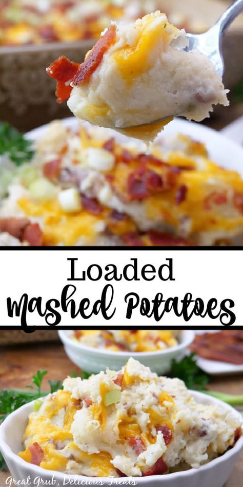 Loaded Mashed Potatoes are a hearty, delicious side dish recipe filled with all the classic flavors we love in loaded baked potatoes. Loaded Potato Casserole, Loaded Mashed Potato Casserole, Bacon Mashed Potatoes, Mashed Red Potatoes, Baked Mashed Potatoes, Mashed Potato Casserole, Easy Mashed Potatoes, Loaded Mashed Potatoes, Instant Mashed Potatoes