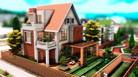 Eco Modern House, Eco Living House, Sims 4 Eco House, Modern Eco House, Sims 4 No Cc, Anime House, Cc Mods, Sims Builds, Sims 4 House Building