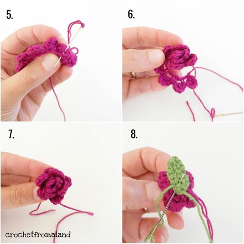 Ball of Roses – Crochet from Åland Mini Rose Crochet Pattern, Crochet Mini Rose, Roses Crochet, Extra Yarn, Sewing Stitches, Mini Roses, Thick Yarn, Crochet Rose, Spray Roses