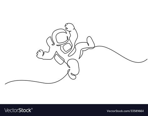 Astronaut Logo, One Continuous Line Drawing, Astronaut Drawing, Line Animation, One Line Tattoo, Line Art Vector, Drawing Vector, Continuous Line Drawing, Line Art Tattoos