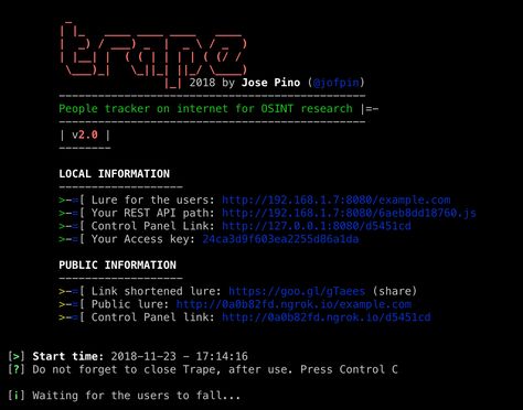 GitHub - jofpin/trape: People tracker on the Internet: OSINT analysis and research tool by Jose Pino Termux Hacking Tools, Anti Technology, Osint Tools, Best Hacking Tools, Open Source Intelligence, Ad Blocker, Social Engineering, Hacking Books, Wifi Hack