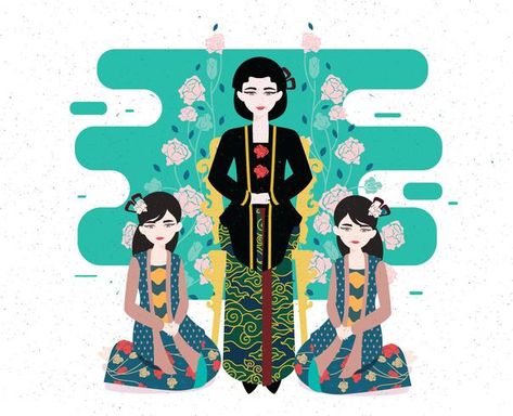 Kebaya Illustration, Illustration Art Design, Kebaya, Batik, Vector Art, Art Images, Template Design, Vector Free, Illustration Art