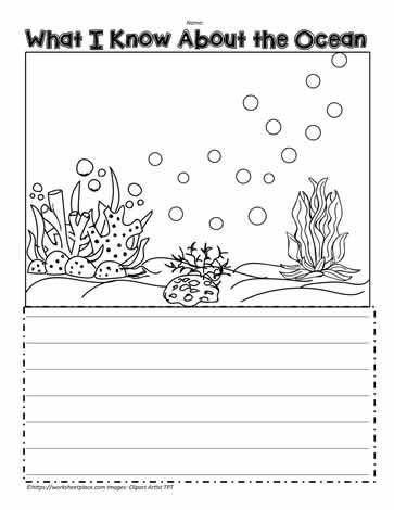 Ocean Worksheet Ocean Activities For Kindergarten, Ocean Preschool Worksheets, Ocean Worksheets Kindergarten, Ocean Worksheets For Kids, Worm Worksheet, Ocean Habitat Activities, Under The Sea Worksheets, Sea Kindergarten, Grade 2 Writing