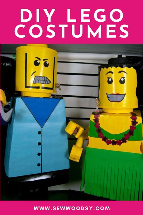 Learn how to create my eye-catching and budget-friendly DIY LEGO costumes with step-by-step instructions and creative tips in this fun and informative guide all for under $30! Lego Movie Costume, Lego Costume Diy, Lego Man Costumes, Lego Halloween Costumes, Lego Costumes, Lego Faces, Lego Costume, Lego Halloween, Lego Head