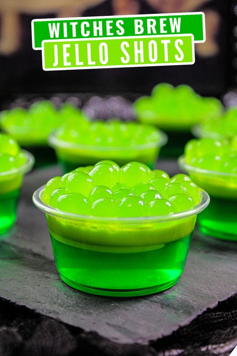 Witches Brew Jello Shots, Halloween Jell-o Shots, Halloween Beverages, Easy Pina Colada Recipe, Easy Shot Recipes, Easy Jello Shots, Green Apple Vodka, Best Jello Shots, Jello Shots Vodka