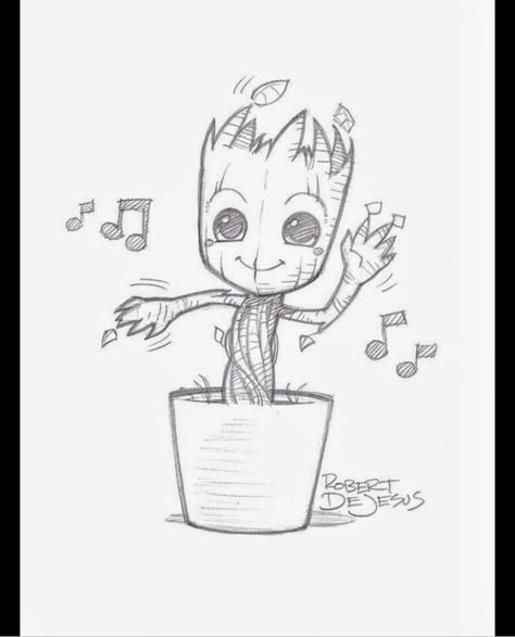 Baby Groot Drawing, Dancing Groot, Groot Dancing, Marvel Art Drawings, Avengers Drawings, Hipster Drawings, Yakuza Tattoo, Disney Drawings Sketches, Dancing Drawings