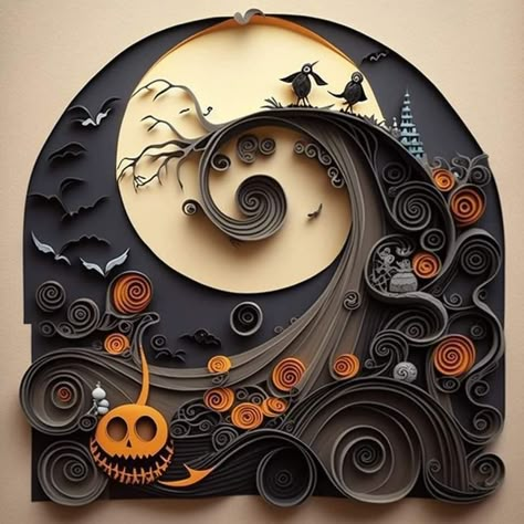 Halloween Quilling Patterns, Quilling Paper Art Ideas, Quilling Halloween, Diy Quilling Christmas, Embossed Paper Art, Quilling Patterns Tutorials, Free Quilling Patterns, Quilling Flower Designs, Arte Quilling