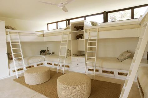 bunk beds for 8 Modern Bunk Beds, Fun Room, Built In Bunks, Bunk Rooms, Cool Bunk Beds, Bunk Bed Designs, Dekorasi Kamar Tidur, Kids Bunk Beds, Bunk Room