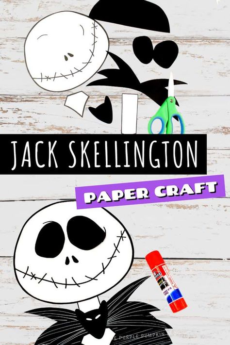 Halloween Crafts Nightmare Before Christmas, Disney Jack Skellington, Jack Skellington Bulletin Board, Dollar Tree Jack Skellington Diy, Tim Burton Activities, Nightmare Before Christmas Preschool Activities, How To Make Jack Skellington, Nightmare Before Christmas Birthday Activities, Jack Skellington Decorations Diy