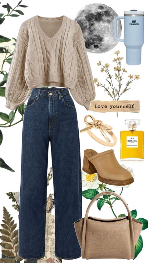 Casual Jeans and Sweater Outfit with Accessories Jeans And Sweaters Outfit, Modest Winter Outfits Casual Jeans, Jean And Sweater Outfits, Modest Outfits With Jeans, Modest Outfits Jeans, Straight Jeans Outfit Casual, Cute Modest Outfits With Jeans, Modest Jeans Outfit, Fall Feminine Outfits