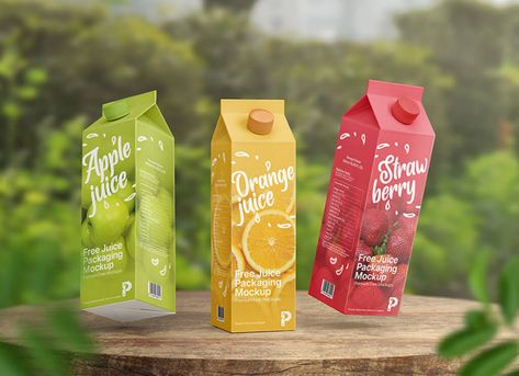 Free Juice Cardboard Box Packaging Mockup PSD - Good Mockups Fruit Juice Brands, Cool Playing Cards, Juice Carton, Kids Juice, Creative Branding Design, Milk Packaging, Free Packaging Mockup, Juice Branding, Fruit Packaging