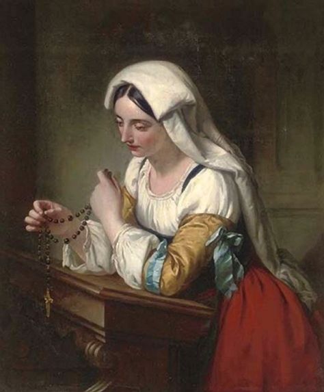 Pickersgill, Frederick Richard (b,1820)- Woman Praying (Rosary) Saint Quotes Catholic, Catholic Women, Catholic Images, Praying The Rosary, Holy Rosary, The Rosary, Catholic Art, Sacred Art, Catholic Faith